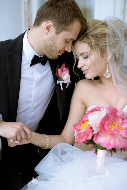 istock Wedding couple on the nature is hugging each other 807521322