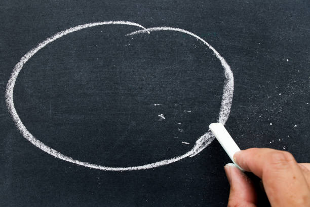 istock Man hold white chalk to write something on black board with circle background (Concept for business or education by have space to add text) 807547450