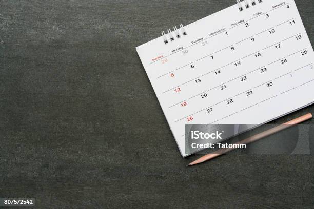 Calendar And Pencil On The Table Planning Concept Stock Photo - Download Image Now - Calendar, Event, Routine