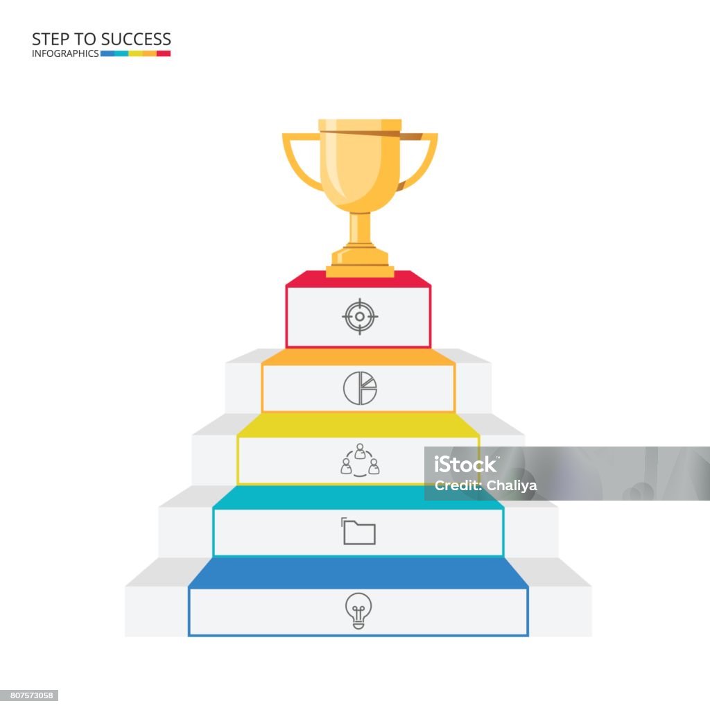Stufe Trophy Und Erfolg Infografikenvorlage Mit Symbole Und Elemente ...