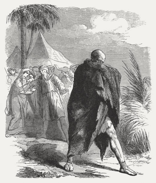 The Leper (Leveticus 13), wood engraving, published 1886 The Leper (Leveticus 13). Wood engraving, published in 1886. leprosy stock illustrations