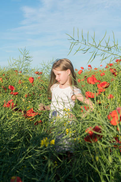 istock Girl with poppies 807623960