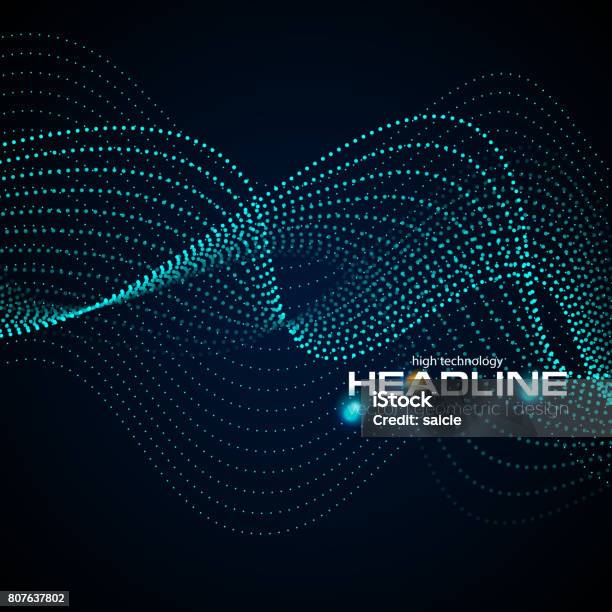 Shiny Abstract Futuristic Hitech Dotted Line Waves Stock Illustration - Download Image Now