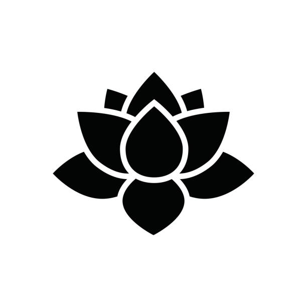 lotus flower icon lotus flower icon, simple flower vector illustration, water lily sing religious icon stock illustrations