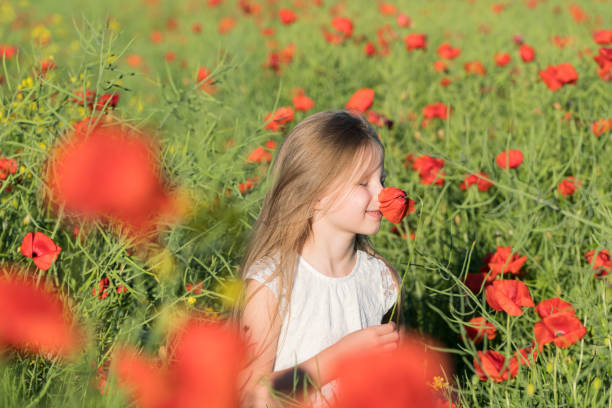 istock Girl with poppies 807638688