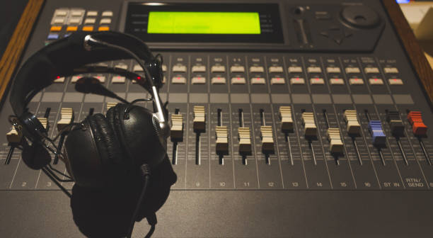 istock headphone on sound mixer 807646642