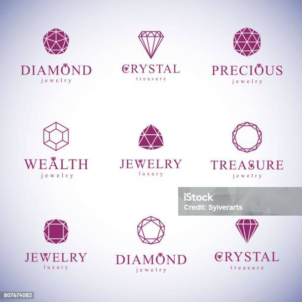 Set Of Vector Abstract Geometric Shapes Best For Use As Luxury Logo Brilliant Jewelry Sign Stock Illustration - Download Image Now