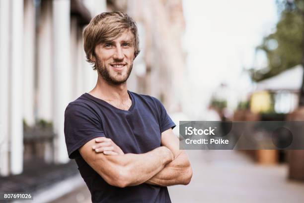 Handsome Man Portrait Outdoors Stock Photo - Download Image Now - Portrait, City, Men