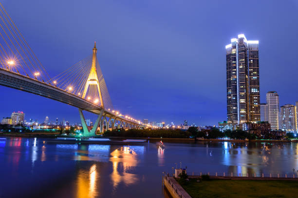 istock Beautiful Big Bhumibol Bridge / Big bridge at the river 807712084