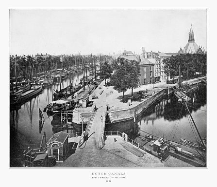 Antique Holland Photograph: Rotterdam, Holland, 1893. Source: Original edition from my own archives. Copyright has expired on this artwork. Digitally restored.