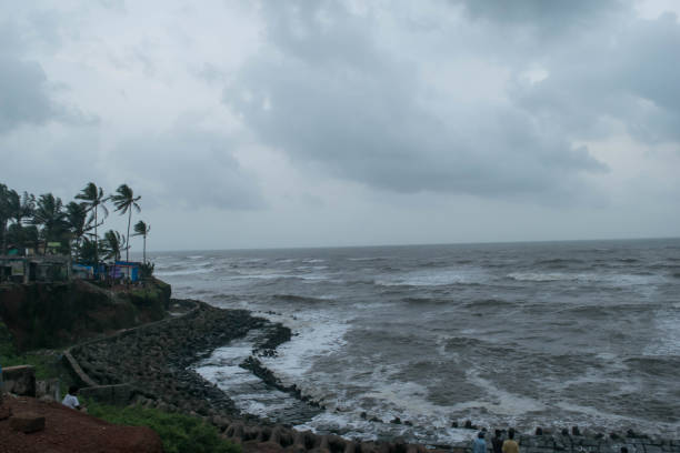 istock Monsoon Goa, Anjuna beach with high water 807719968