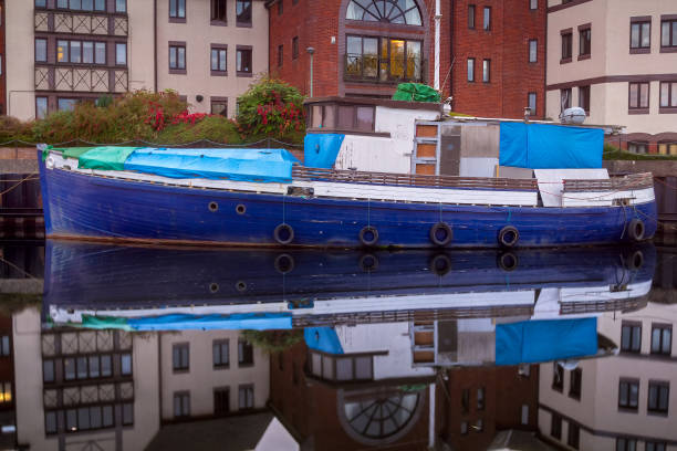 Shot of a boat in a corner and beautiful sea water texture with copy space