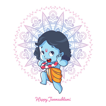 Very Happy Little Krishna Stock Illustration - Download Image Now - Blue,  Cartoon, Child - iStock