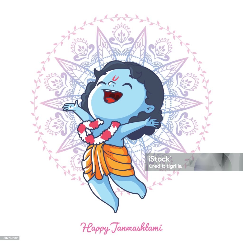Very Happy Little Krishna Stock Illustration - Download Image Now ...
