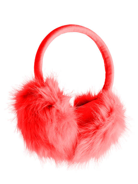istock Red fluffy furry earmuffs isolated on white 807753248