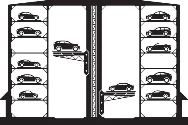 Vector illustration of Automatic car parking