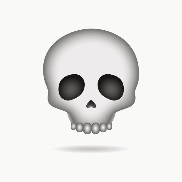 eine graue totenkopf-symbol, emoji oder emoticon - augenhöhle stock-grafiken, -clipart, -cartoons und -symbole