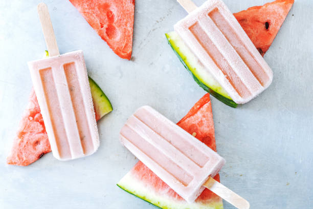 istock Natural watermelon juice popsicles. Healthy summer dessert. 807775482