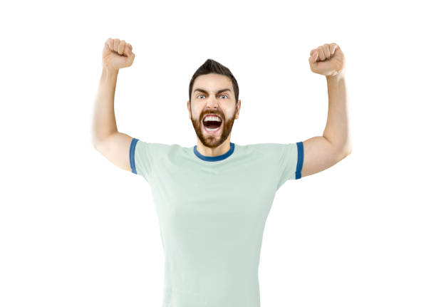 istock Fan / Sport Player on white uniform celebrating 807791038