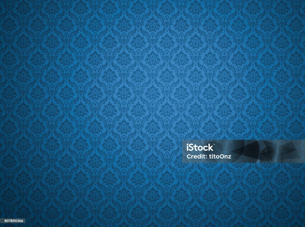 Blaue Damastmotiv Hintergrund - Lizenzfrei Königshaus Stock-Foto