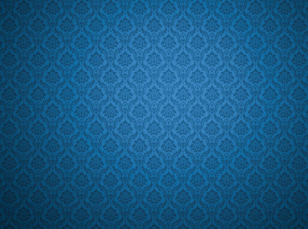 blaue damastmotiv hintergrund - floral pattern retro revival old fashioned flower stock-fotos und bilder