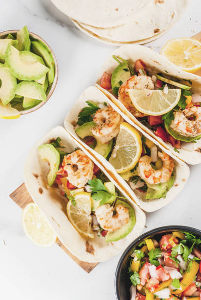 istock Tacos with salsa and shrimp 807800392