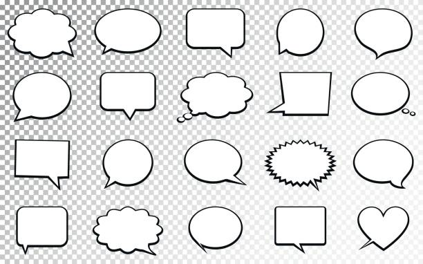 ilustraciones, imágenes clip art, dibujos animados e iconos de stock de burbujas de discurso vacío en blanco. aislado sobre fondo transparente - variation symbol speech bubble computer icon