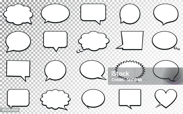 Blank Empty Speech Bubbles Isolated On Transparent Background Stock Illustration - Download Image Now