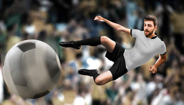 istock Man on black and white uniform playing soccer 807822348