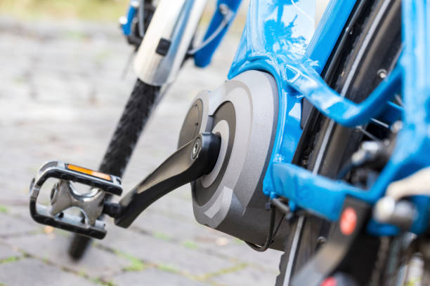 electric bicycle close up stock photo