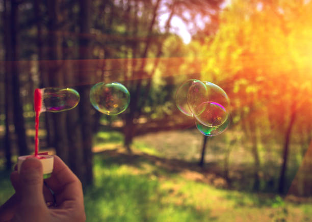 istock soap bubbles into the sunset with beautiful bokeh. 807844302