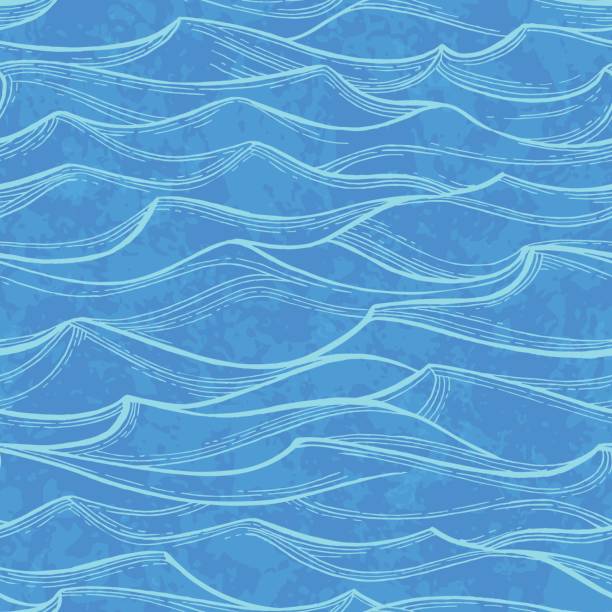 illustrations, cliparts, dessins animés et icônes de modèle sans couture de vagues de mer. - wave pattern water seamless