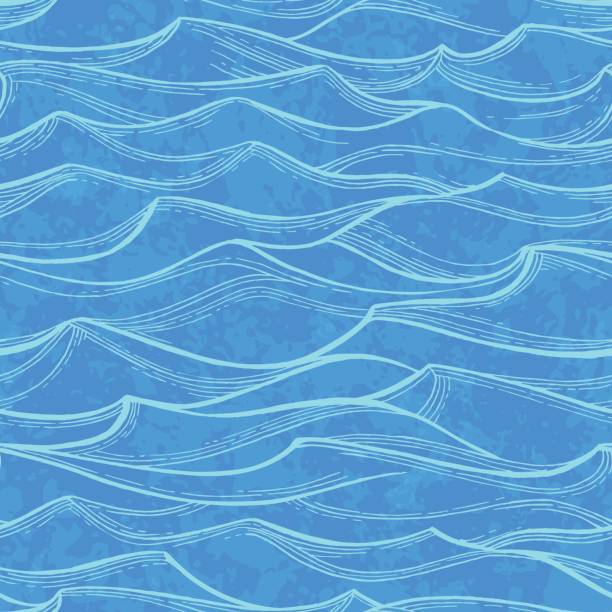 fale morskie bez szwu wzór. - wave pattern water seamless stock illustrations