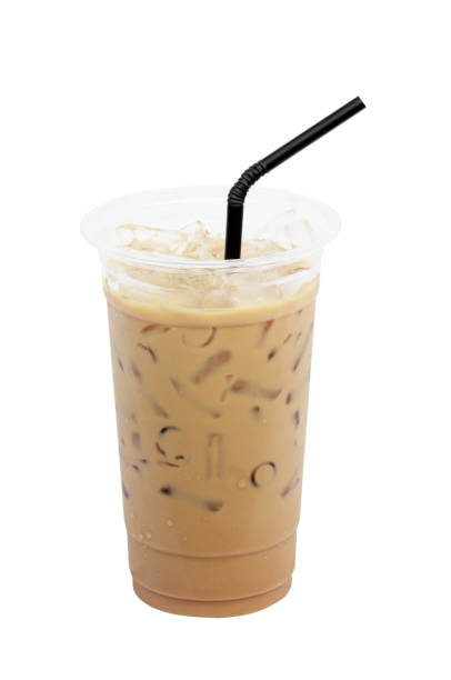 istock Iced coffee with straw in plastic cup isolated on white background / coffee sweet 807900274