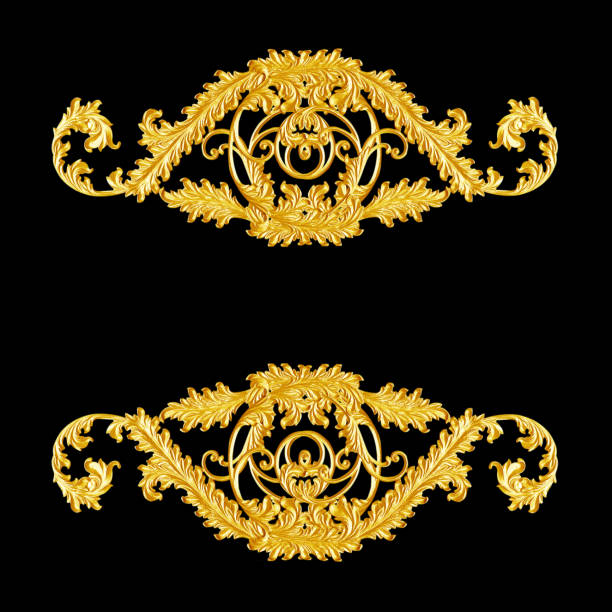 istock Ornament elements, vintage gold floral designs 807925958