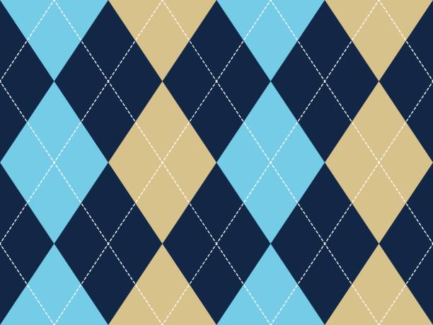 ilustraciones, imágenes clip art, dibujos animados e iconos de stock de patrón sin fisuras de argyle beige azul - pattern harlequin jester backgrounds