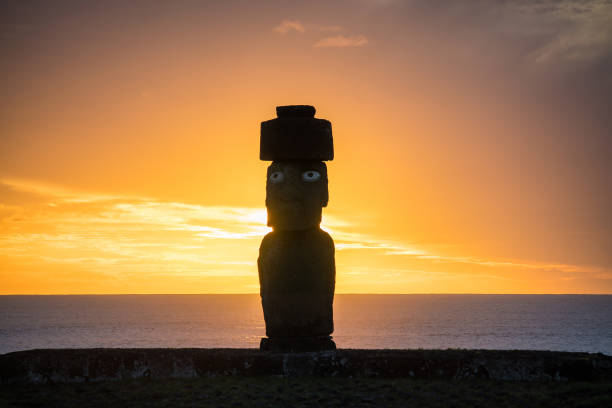 istock Silhouette shot of Moai statues in Easter Island 807958650