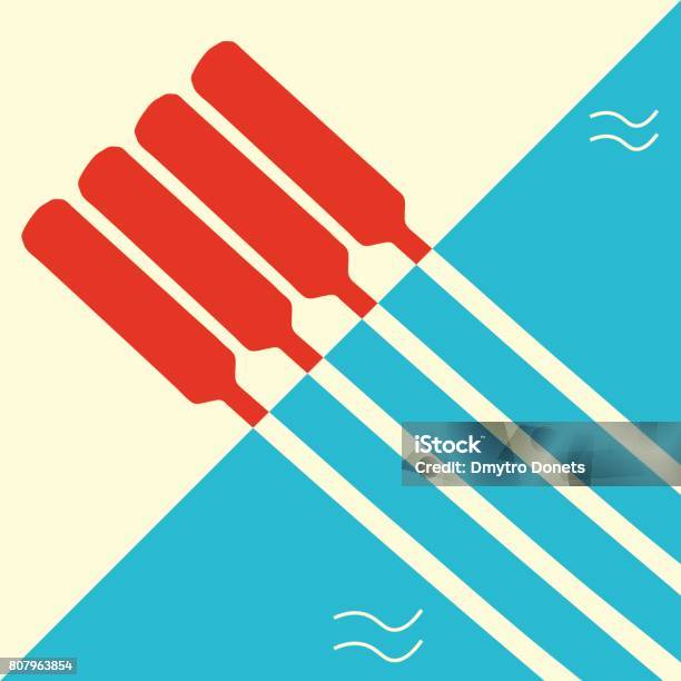 Minimalistische Plakat Vorlage Für Ruderregatta Boot Rudern Rennen Event Illustration Ideal Auch Als Teamarbeit Konzept Stock Vektor Art und mehr Bilder von Rudern