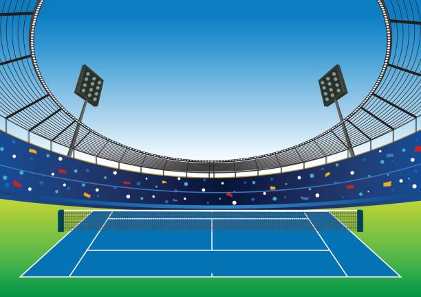 ilustrações, clipart, desenhos animados e ícones de estádio do court de ténis. - tennis open