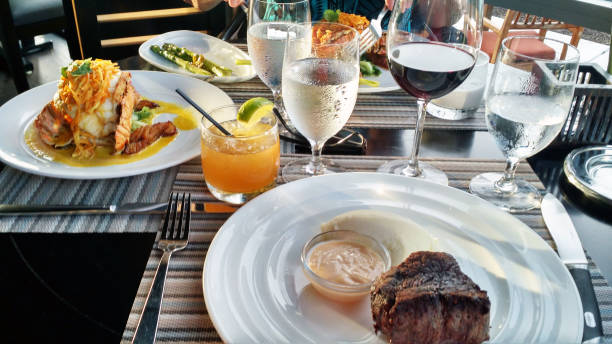 lobster, filet mignon and drinks
