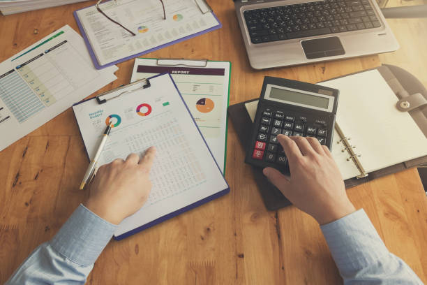 istock Business concept of office working with analysis chart, Vintage effect 808017376