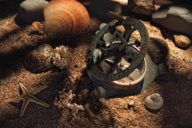 istock Compass on the ocean floor. Near the starfis 808020048