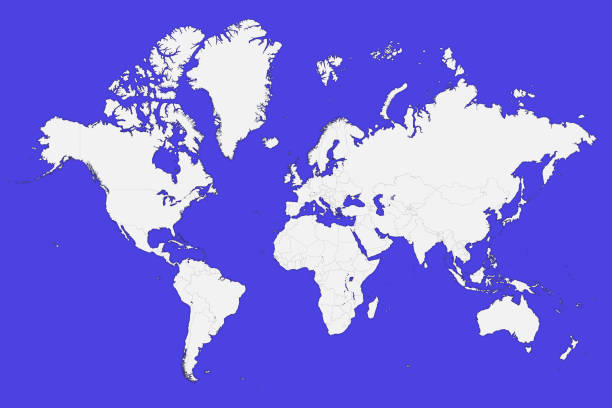 istock 3D Map of the World in White on Blue Background 3D Illustration 808022240