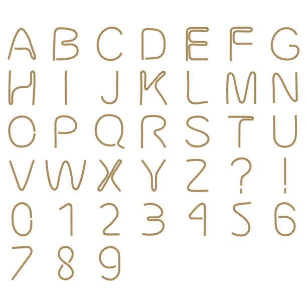 The letters and symbols of the English alphabet, hand-drawn in blue ballpoint pen. A unique font.