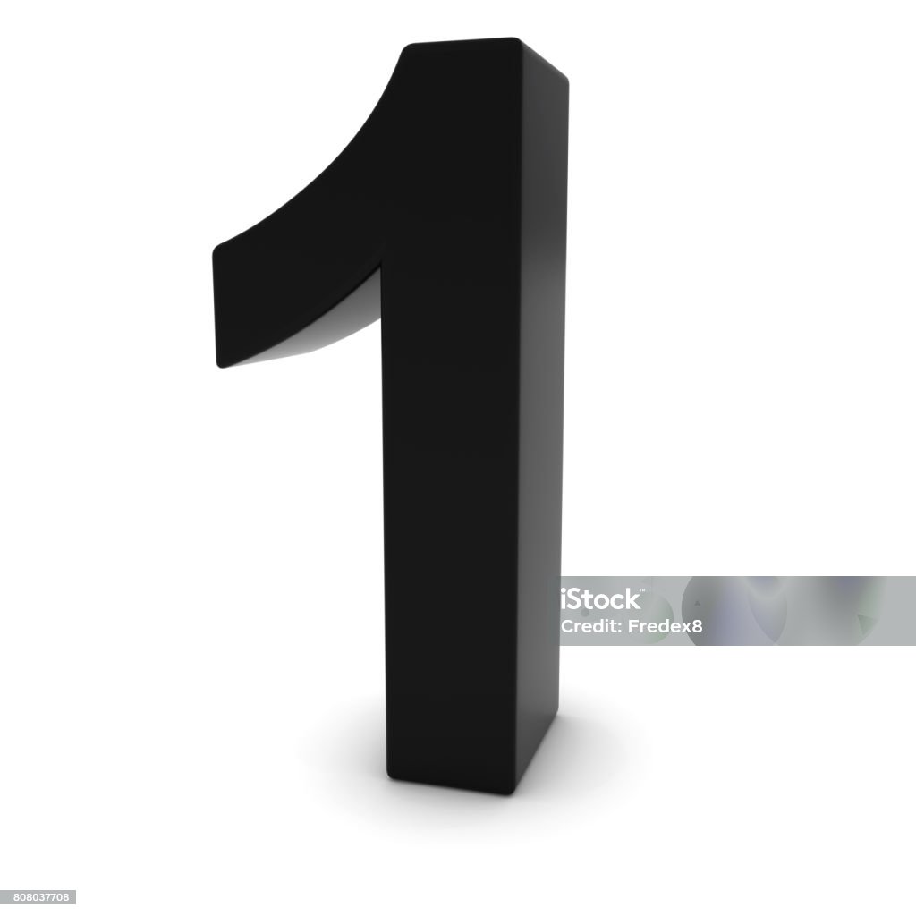 Black 1 3d Number One Isolated On White Stock Photo - Download