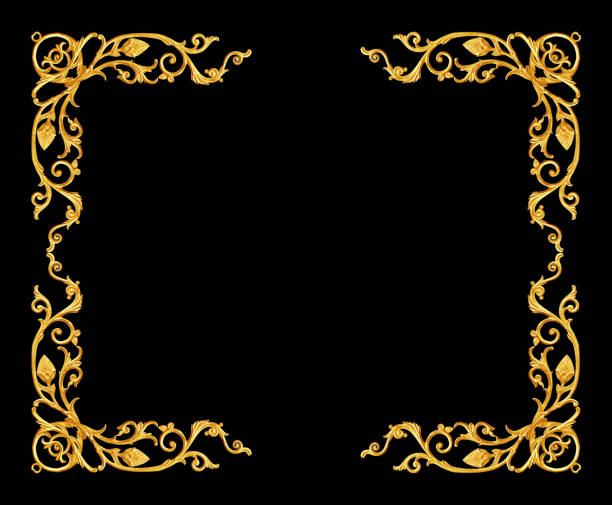 istock Ornament elements, vintage gold frame floral designs 808058914