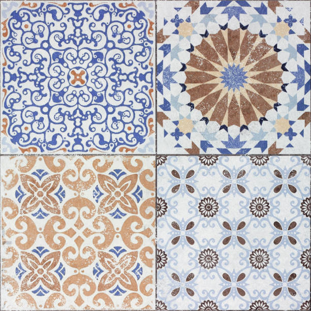 istock Beautiful old ceramic tiles patterns in the park public. 808064990