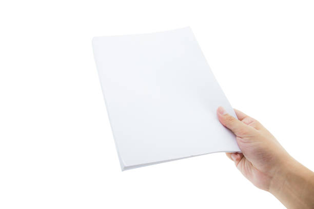 istock Hands holding paper blank a4 size for letter paper. 808065128