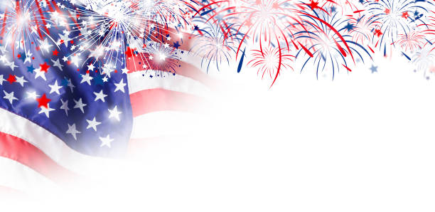 istock USA flag with firework on white background for 4 july independence day 808070160