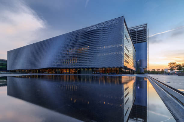 istock The Shenzhen Library of Baoan at dusk 808075848